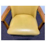 Vintage 60s Walnut Arm Chair, Harvest Gold Vinyl Upholstery - Beautiful condition 33"H x 24"W