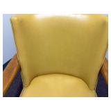 Vintage 60s Walnut Arm Chair, Harvest Gold Vinyl Upholstery - Beautiful condition 33"H x 24"W
