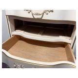 Late 19th Century Louis XV Style French Provincial Lingerie 7 Drawer Dresser in Ivory With Gold Detailing 21"W x 14"D x 48"H