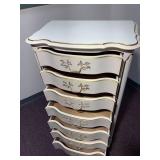 Late 19th Century Louis XV Style French Provincial Lingerie 7 Drawer Dresser in Ivory With Gold Detailing 21"W x 14"D x 48"H
