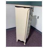 Late 19th Century Louis XV Style French Provincial Lingerie 7 Drawer Dresser in Ivory With Gold Detailing 21"W x 14"D x 48"H