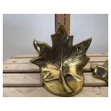 MCM Brass Maple Leaf Bookends