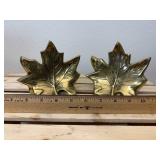 MCM Brass Maple Leaf Bookends