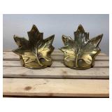 MCM Brass Maple Leaf Bookends