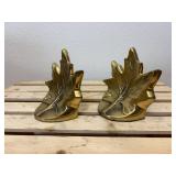 MCM Brass Maple Leaf Bookends