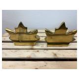 MCM Brass Maple Leaf Bookends
