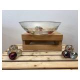 Westmoreland Three Ball 11" Salad Bowl and Pair of Matching Candle Stick