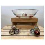 Westmoreland Three Ball 11" Salad Bowl and Pair of Matching Candle Stick