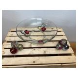 Westmoreland Three Ball 11" Salad Bowl and Pair of Matching Candle Stick