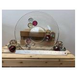 Westmoreland Three Ball 11" Salad Bowl and Pair of Matching Candle Stick