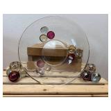 Westmoreland Three Ball 11" Salad Bowl and Pair of Matching Candle Stick