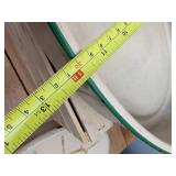 Vintage 17" x 12" Cream & Green  Enamelware Roasting Pan