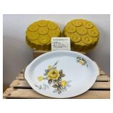 2 Pineapple Upside Down Pans and Cotillion Serving Platter by Sango