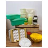 Tupperware Lot - Including Green Celery Keeper, Cheese Keeper, Golden Rod Square Bowl , Wonderlier Bowls with Lids and More