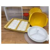 Tupperware Lot - Including Green Celery Keeper, Cheese Keeper, Golden Rod Square Bowl , Wonderlier Bowls with Lids and More