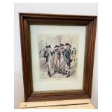 24" x 20" x 2.5" Original 1885 Frame Original Glass  of Lithograph by Henry Alexander Ogden "Infantry, Continental Army 1779-1783