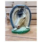 Chalkware Prize from the Red River Valley Fair Sept 4, 1948  Fargo ND of a Horse with Horseshoe Around