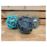 3 Vintage Japanese glass fishing floats, also known as ukidama