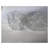 (3) Princess House 24% Lead Crystal Paxton Puppies & (2) 24% Lead Crystal Swan Trinket Holders