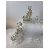 (9) L.E. Smith Pressed Glass Pieces (2) Goose Girls (6) Assorted Mini Horses & (1) Mini Duck
