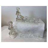 (9) L.E. Smith Pressed Glass Pieces (2) Goose Girls (6) Assorted Mini Horses & (1) Mini Duck
