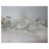 (9) L.E. Smith Pressed Glass Pieces (2) Goose Girls (6) Assorted Mini Horses & (1) Mini Duck