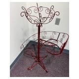 Vintage Wrought Iron Spiral 4 Pedal Step Staircase Plant Stand with Top Round Plant Planter 39"H x 27"W  Steps 12" x 6"