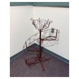 Vintage Wrought Iron Spiral 4 Pedal Step Staircase Plant Stand with Top Round Plant Planter 39"H x 27"W  Steps 12" x 6"