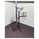 Vintage Wrought Iron Spiral 4 Pedal Step Staircase Plant Stand with Top Round Plant Planter 39"H x 27"W  Steps 12" x 6"