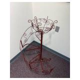 Vintage Wrought Iron Spiral 4 Pedal Step Staircase Plant Stand with Top Round Plant Planter 39"H x 27"W  Steps 12" x 6"