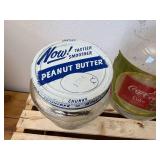 Now Peanut Butter Large Jar with Lid, Smaller Now PB No Lid and 1 Gallon Coca-Cola Syrup Jug w/ Original Label