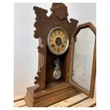 Antique Ansonia "gingerbread" Eastlake parlor or kitchen mantel clock, late 1800s - Likely Working but No Key