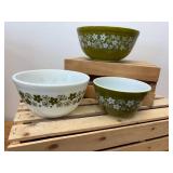 3 Pc Pyrex Spring Blossom (Crazy Daisy) Nesting Mixing Bowls 403 2.5Qt, 402 1.5Qt & 401 750ml