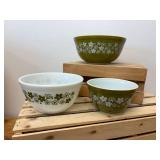 3 Pc Pyrex Spring Blossom (Crazy Daisy) Nesting Mixing Bowls 403 2.5Qt, 402 1.5Qt & 401 750ml