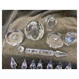 (21) Antique Lead Crystal Prisms & Facets (8) 6" Lead Crystal Cut Spear Prisms with (8) 1" Lead Crystal Octagonal Double Bevel Jewels (5) Lead Crystal Large Cut Facets