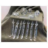 (21) Antique Lead Crystal Prisms & Facets (8) 6" Lead Crystal Cut Spear Prisms with (8) 1" Lead Crystal Octagonal Double Bevel Jewels (5) Lead Crystal Large Cut Facets