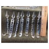 (21) Antique Lead Crystal Prisms & Facets (8) 6" Lead Crystal Cut Spear Prisms with (8) 1" Lead Crystal Octagonal Double Bevel Jewels (5) Lead Crystal Large Cut Facets