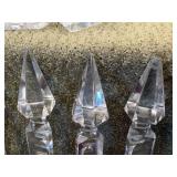 (21) Antique Lead Crystal Prisms & Facets (8) 6" Lead Crystal Cut Spear Prisms with (8) 1" Lead Crystal Octagonal Double Bevel Jewels (5) Lead Crystal Large Cut Facets