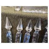 (21) Antique Lead Crystal Prisms & Facets (8) 6" Lead Crystal Cut Spear Prisms with (8) 1" Lead Crystal Octagonal Double Bevel Jewels (5) Lead Crystal Large Cut Facets