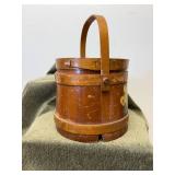 Antique Tole Frikin Bucket Hand Painted Yellow Daffodils Cookie Bucket