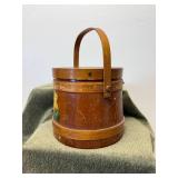 Antique Tole Frikin Bucket Hand Painted Yellow Daffodils Cookie Bucket