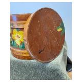 Antique Tole Frikin Bucket Hand Painted Yellow Daffodils Cookie Bucket