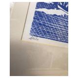 J.R. Brown Linocut Etching Print "Sail" Signed and Professionally Framed 15" x 12" - Signed