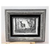 1992 Montana Marble Framed Etching "The Clearing" by Bernie Brown