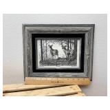 1992 Montana Marble Framed Etching "The Clearing" by Bernie Brown