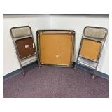 Older Good Condition Folding Table and (2) Folding Chairs