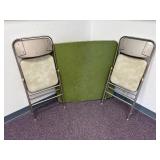 Older Good Condition Folding Table and (2) Folding Chairs