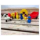 Vintage Fisher Price Little People Sesame Street Pieces Big Bird, Franklin, Grover, Tractor & Cart, Sheep, Mailman & Playground Toy