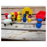 Vintage Fisher Price Little People Sesame Street Pieces Big Bird, Franklin, Grover, Tractor & Cart, Sheep, Mailman & Playground Toy