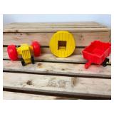 Vintage Fisher Price Little People Sesame Street Pieces Big Bird, Franklin, Grover, Tractor & Cart, Sheep, Mailman & Playground Toy